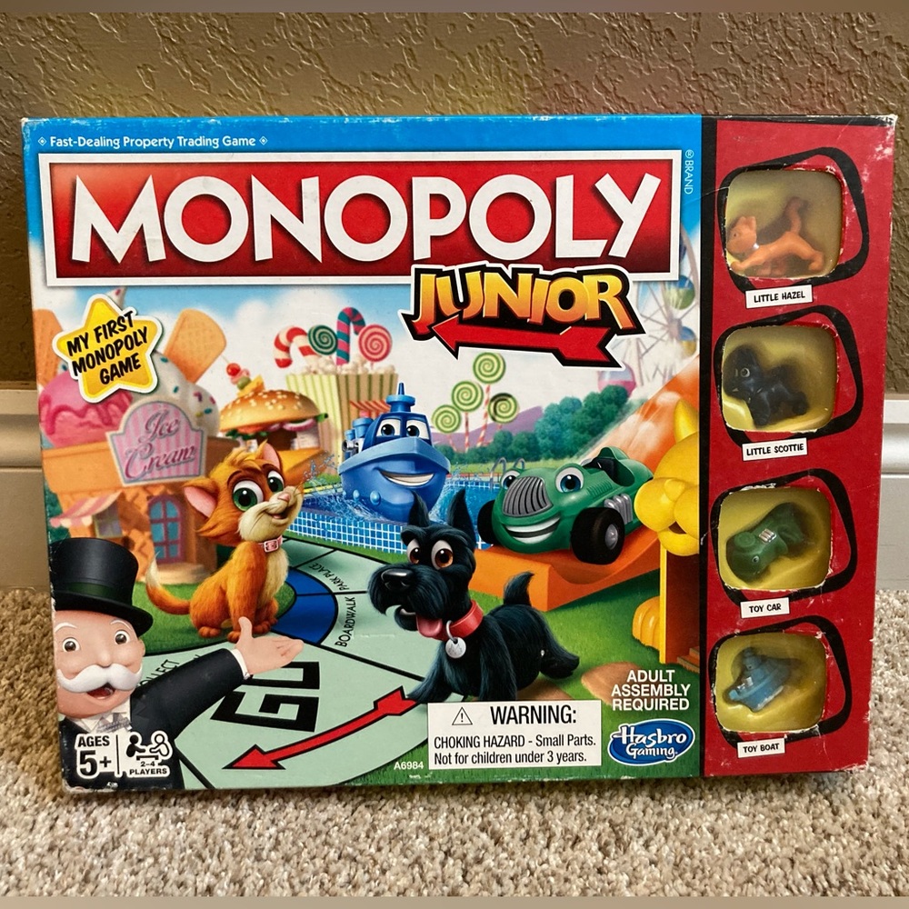 Hasbro Monopoly Board Game, Junior Edition.  Good Condition and Complete Set.